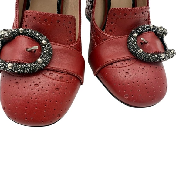 Gucci Queercore Brogue red embellished heels 37.5 - Picture 8 of 12